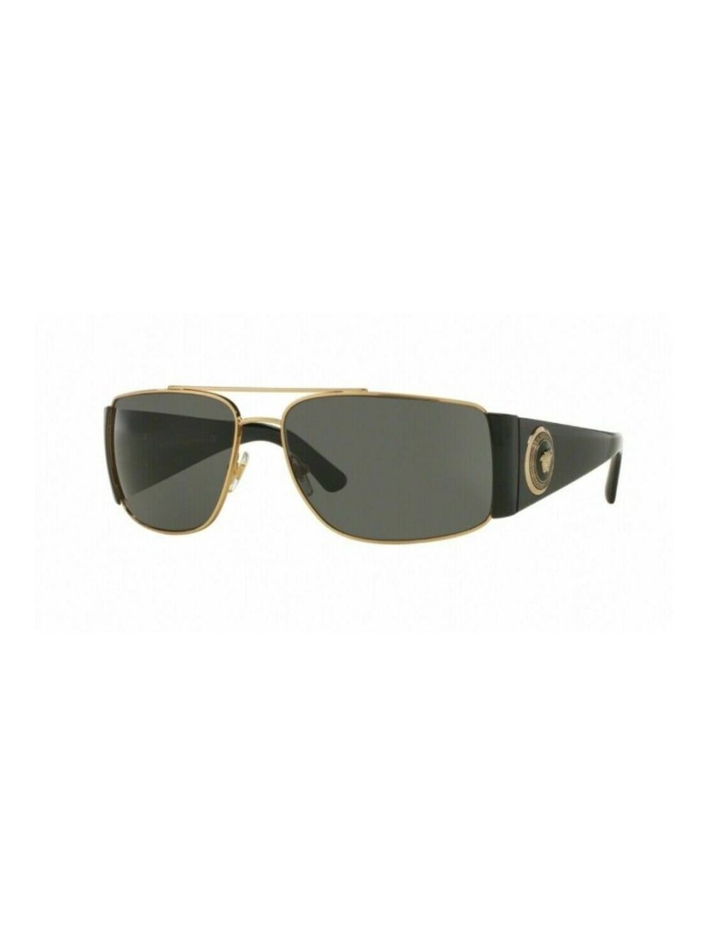 Versace VE2163 1002/87 63mm Rectangle Sunglasses Gold-Black / Grey Lens